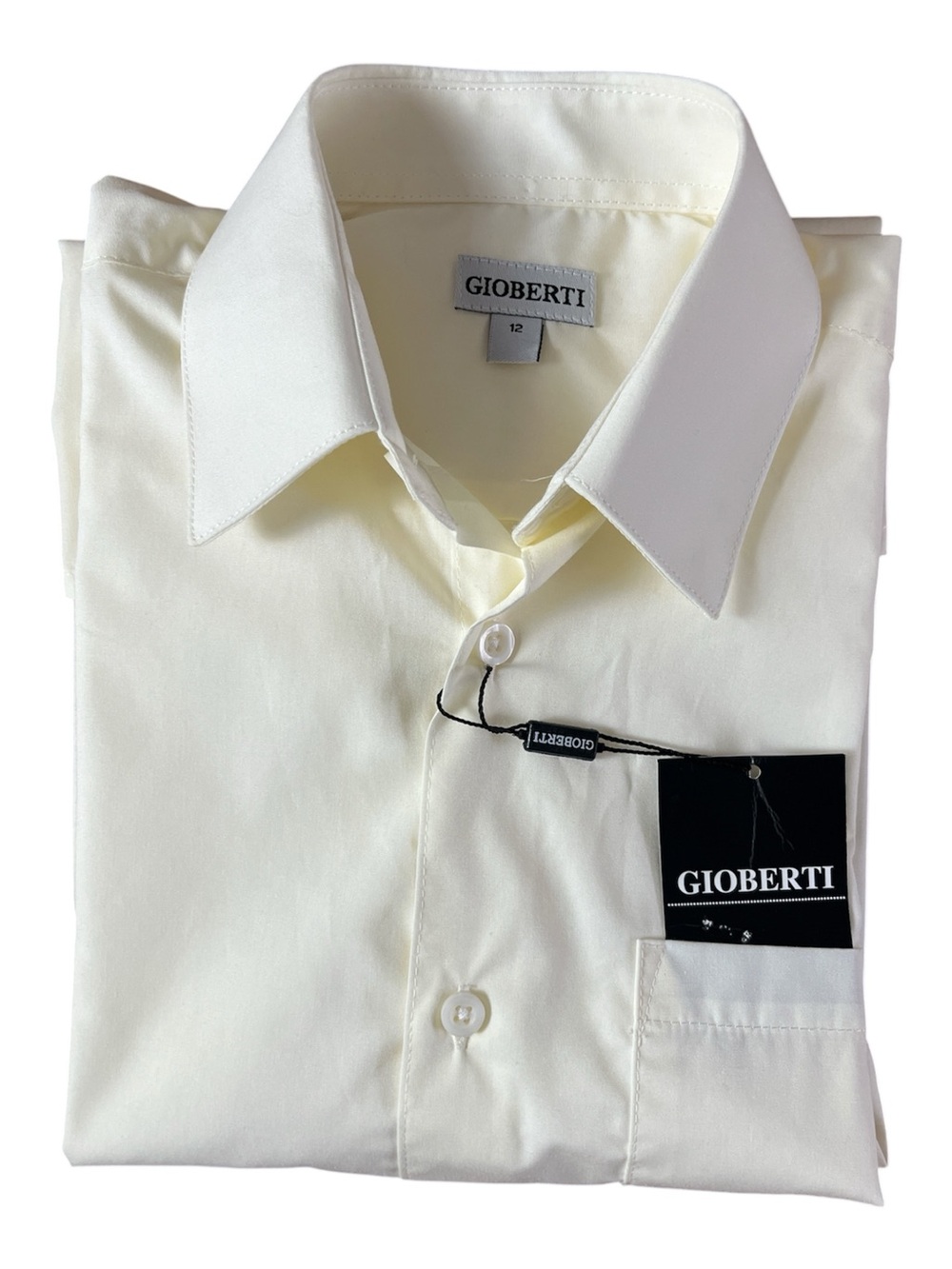 Gioberti NWT Boys Long Sleeve Dress Shirt Ivory Cream Size 12 Formal School